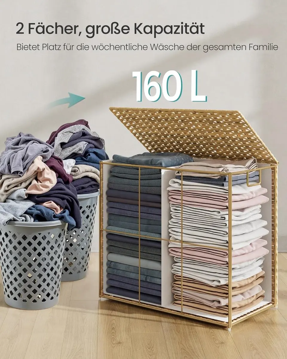 Songmics LCB216Y01 Wasmand 160L - Natuurlijke kleur