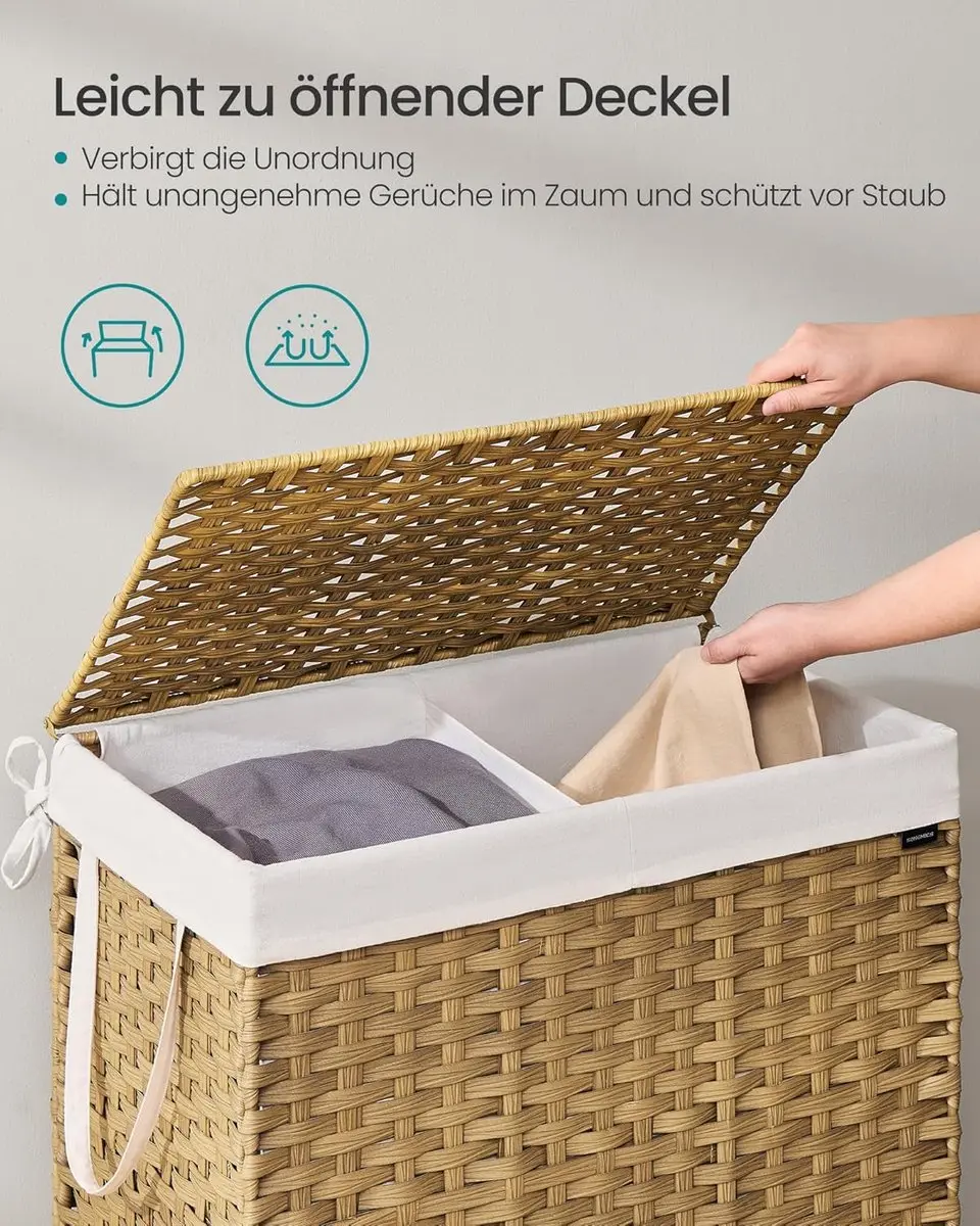 Songmics LCB216Y01 Wasmand 160L - Natuurlijke kleur