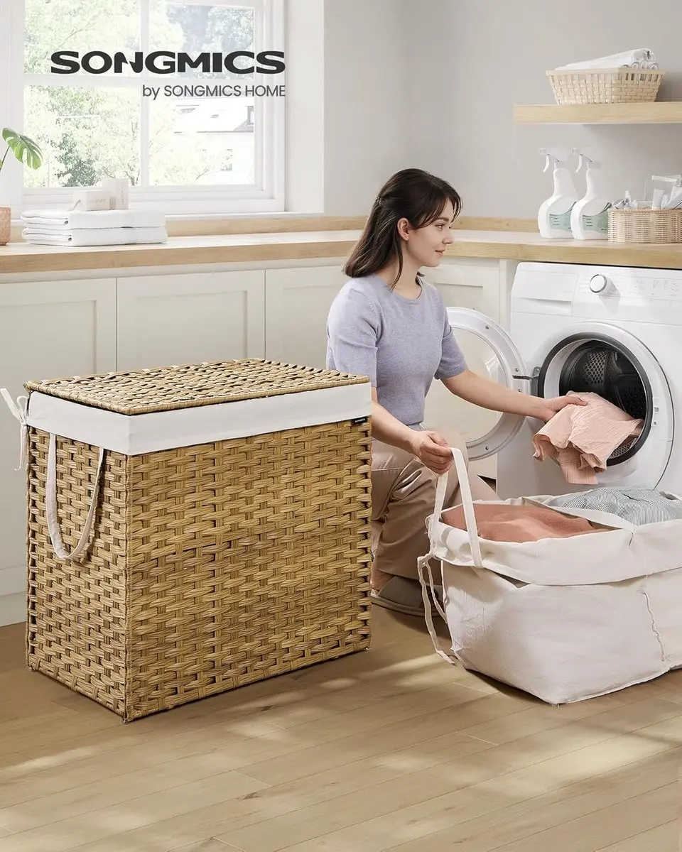 Songmics LCB216Y01 Wasmand 160L - Natuurlijke kleur