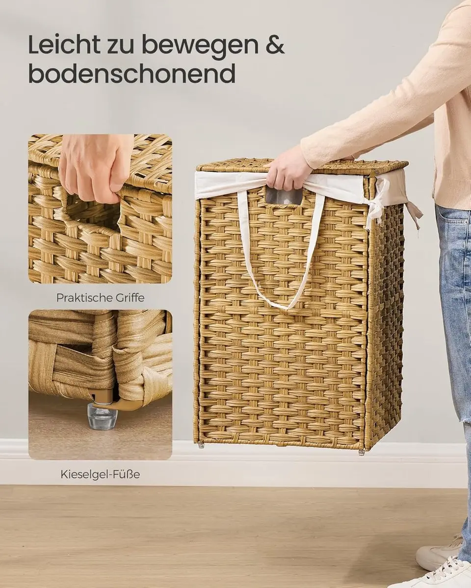 Songmics LCB216Y01 Wasmand 160L - Natuurlijke kleur