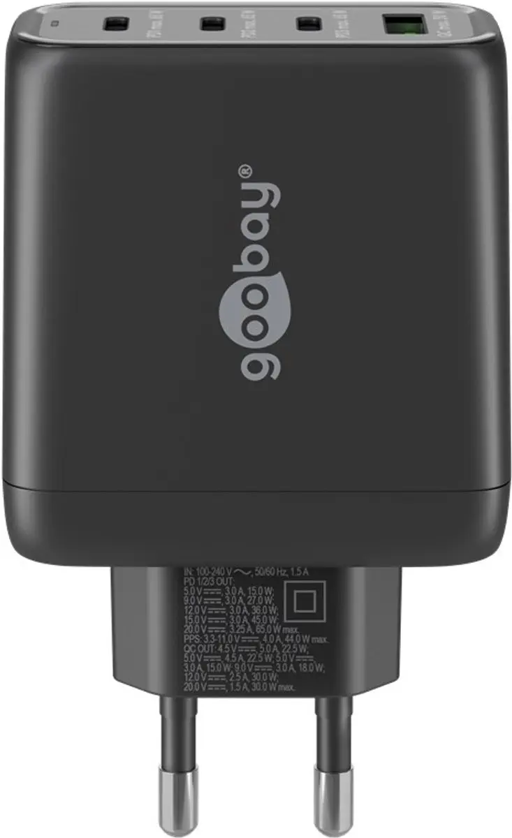 Goobay 64819 Thuislader GaN - 68W USB-C PD/QC - Zwart