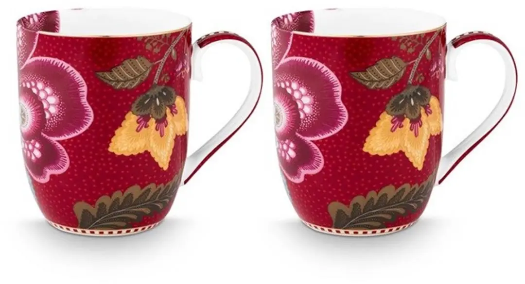 Pip Studio Blooming Tales Fantasy Mok - 200ml - 2 Stuks - Rood