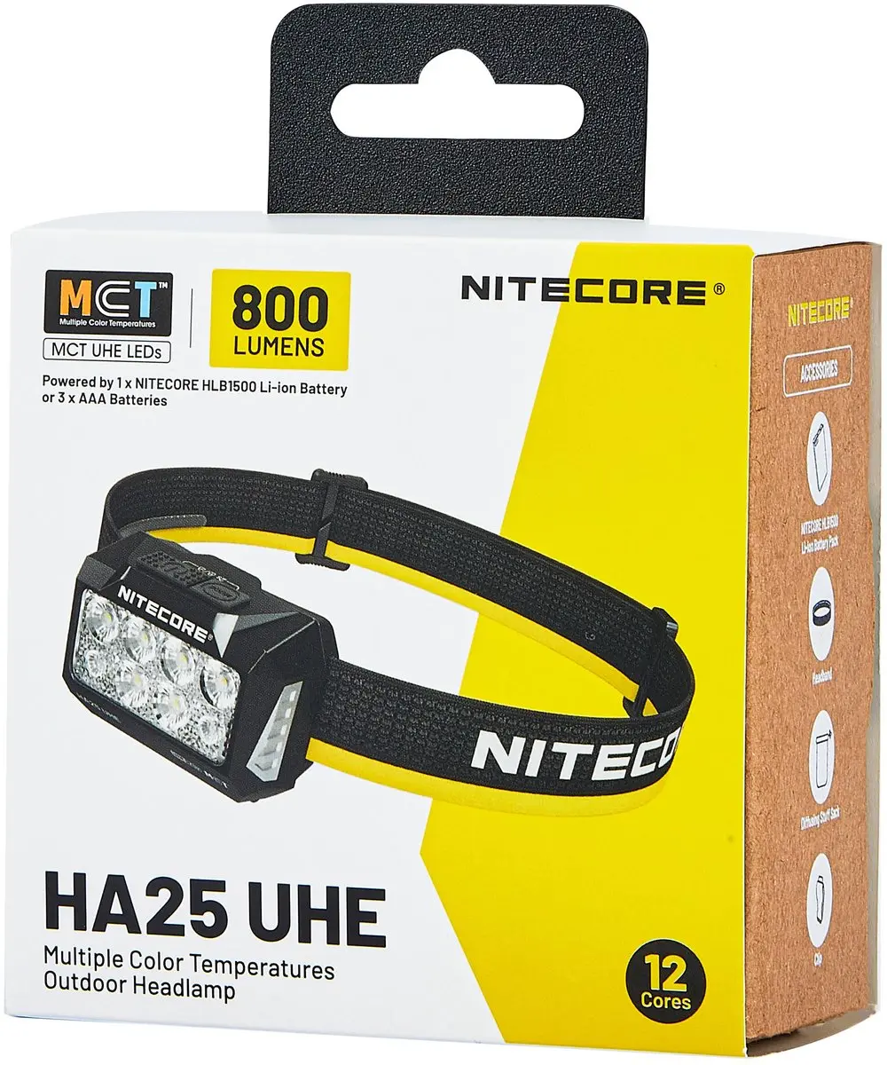 Nitecore HA25 UHE Hoofdlamp 800 Lumen - Zwart/Geel