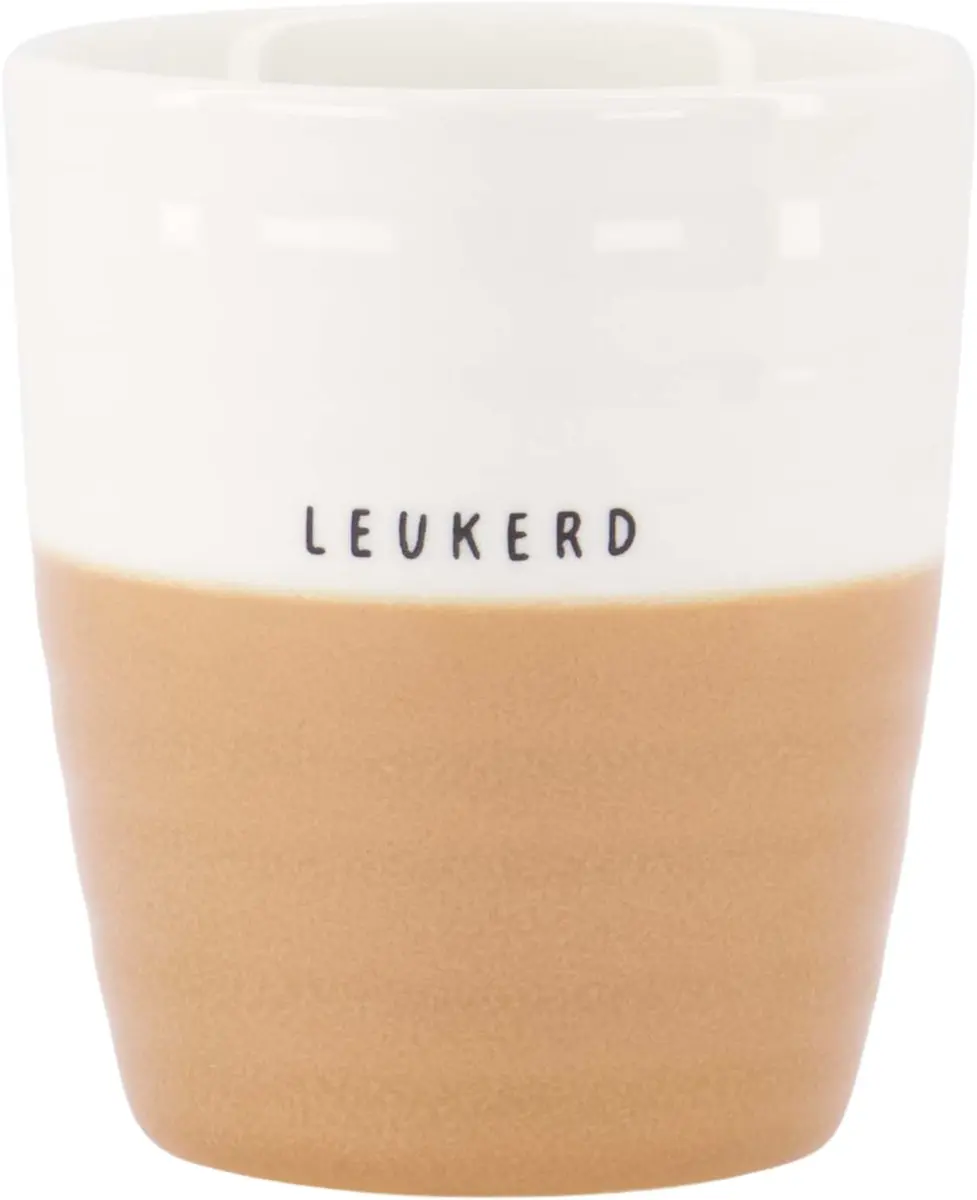 Zusss Koffiemokken Set 2 Stuks - 210ml - Wit & Camel