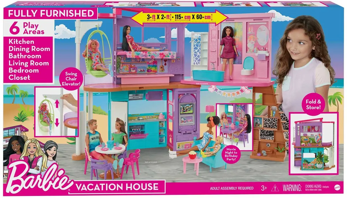 Barbie Malibu Huis Modepop - 2 verdiepingen - 30 Meubels 6 Poppen