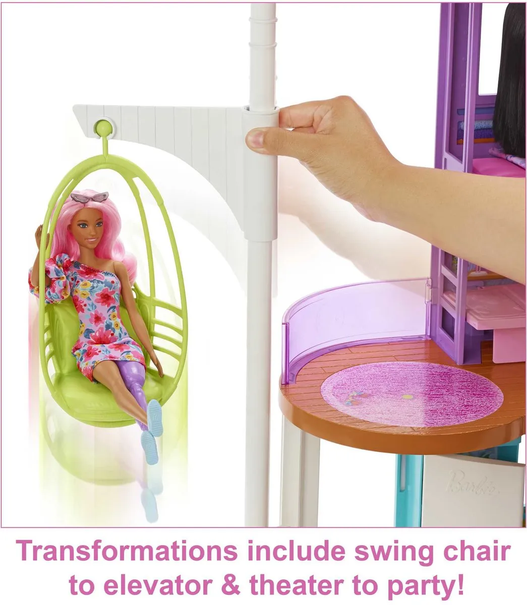 Barbie Malibu Huis Modepop - 2 verdiepingen - 30 Meubels 6 Poppen