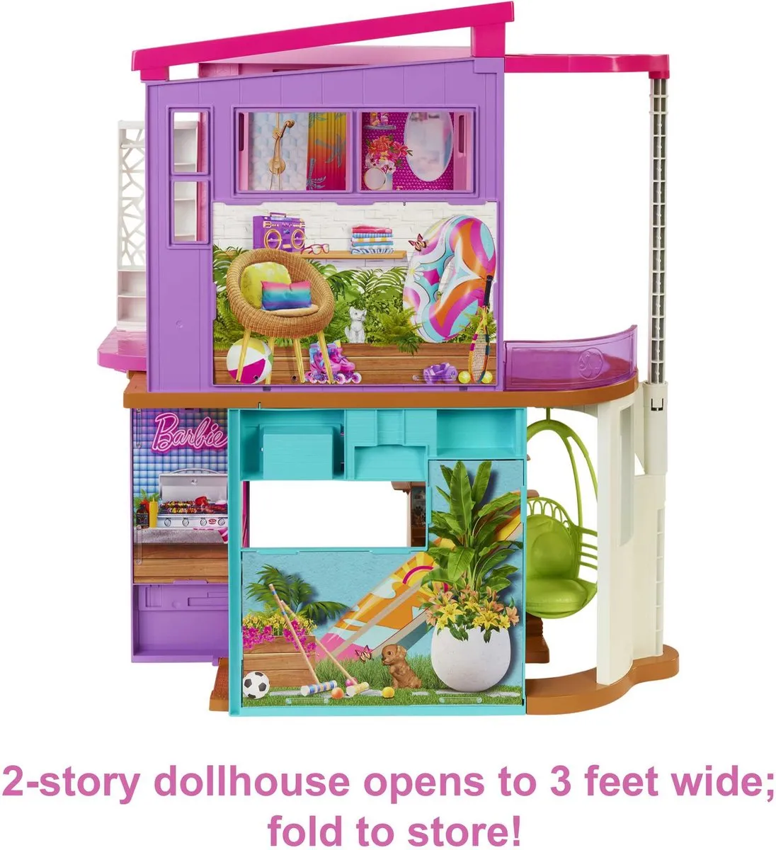 Barbie Malibu Huis Modepop - 2 verdiepingen - 30 Meubels 6 Poppen