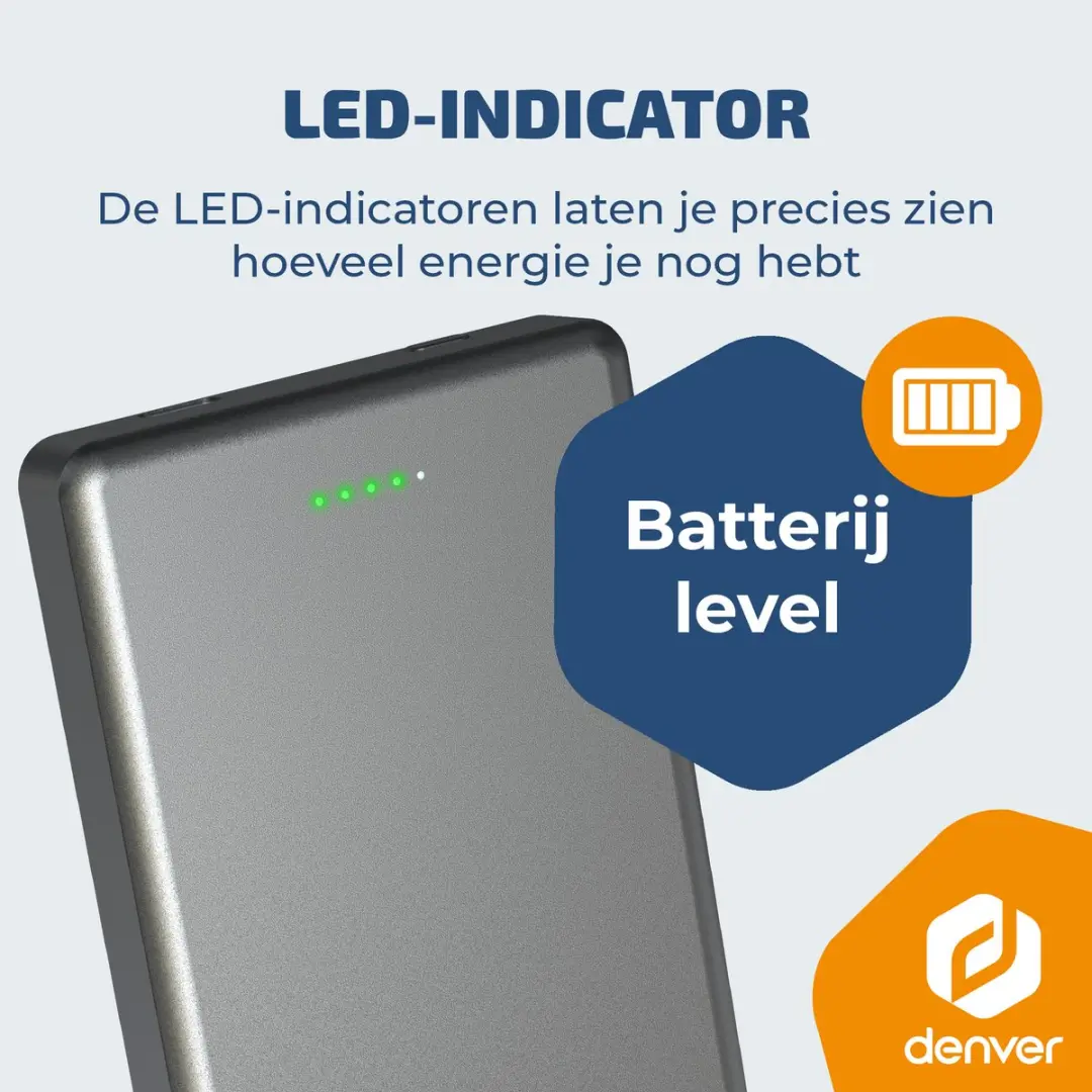 Denver PQCW10010 Powerbank 10.000mAh - 15W - Zwart