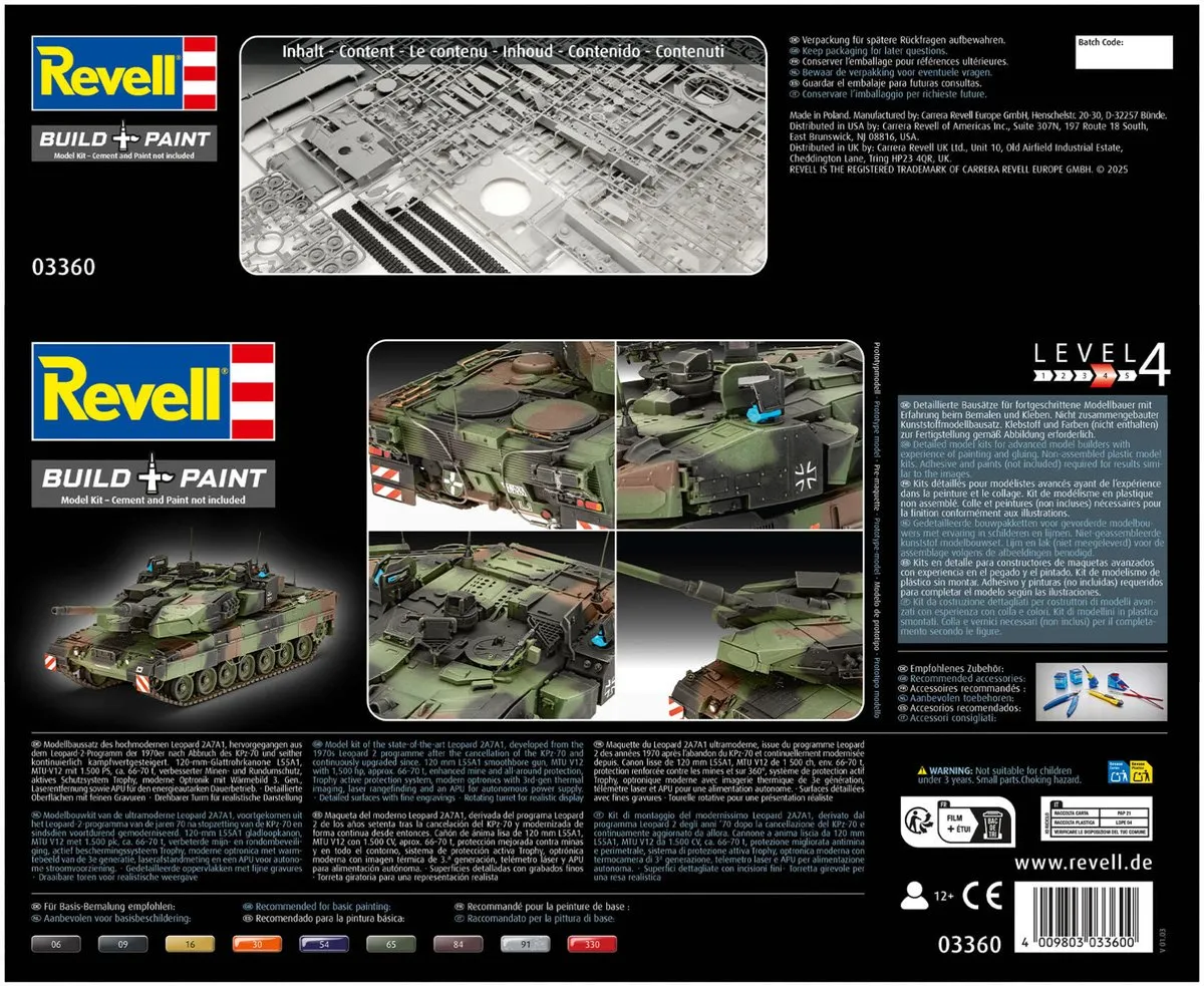 Revell 03360 Leopard 2A7A1 Tank 1:35 Modelbouwpakket - Multi