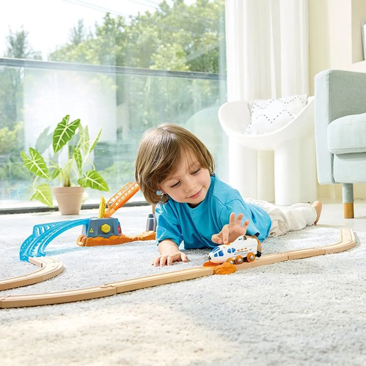 Hape Treinbaan Locomotief Space Shuttle E3872K - Geel