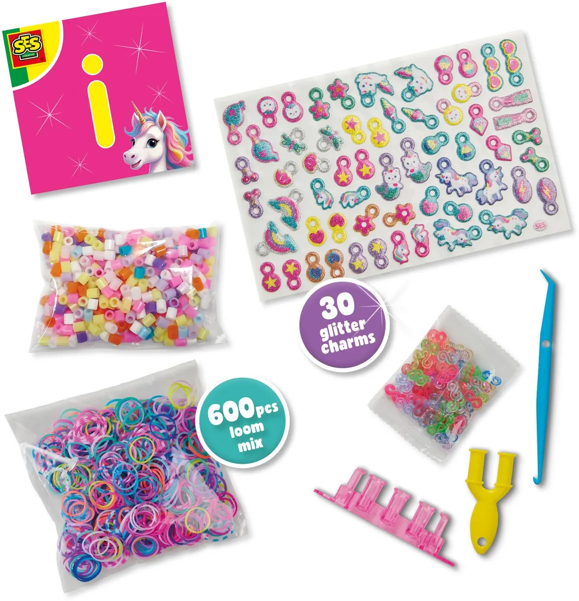 SES Creative Unicorn Loom Armbandjes - 600 Stuks Meerkleurig