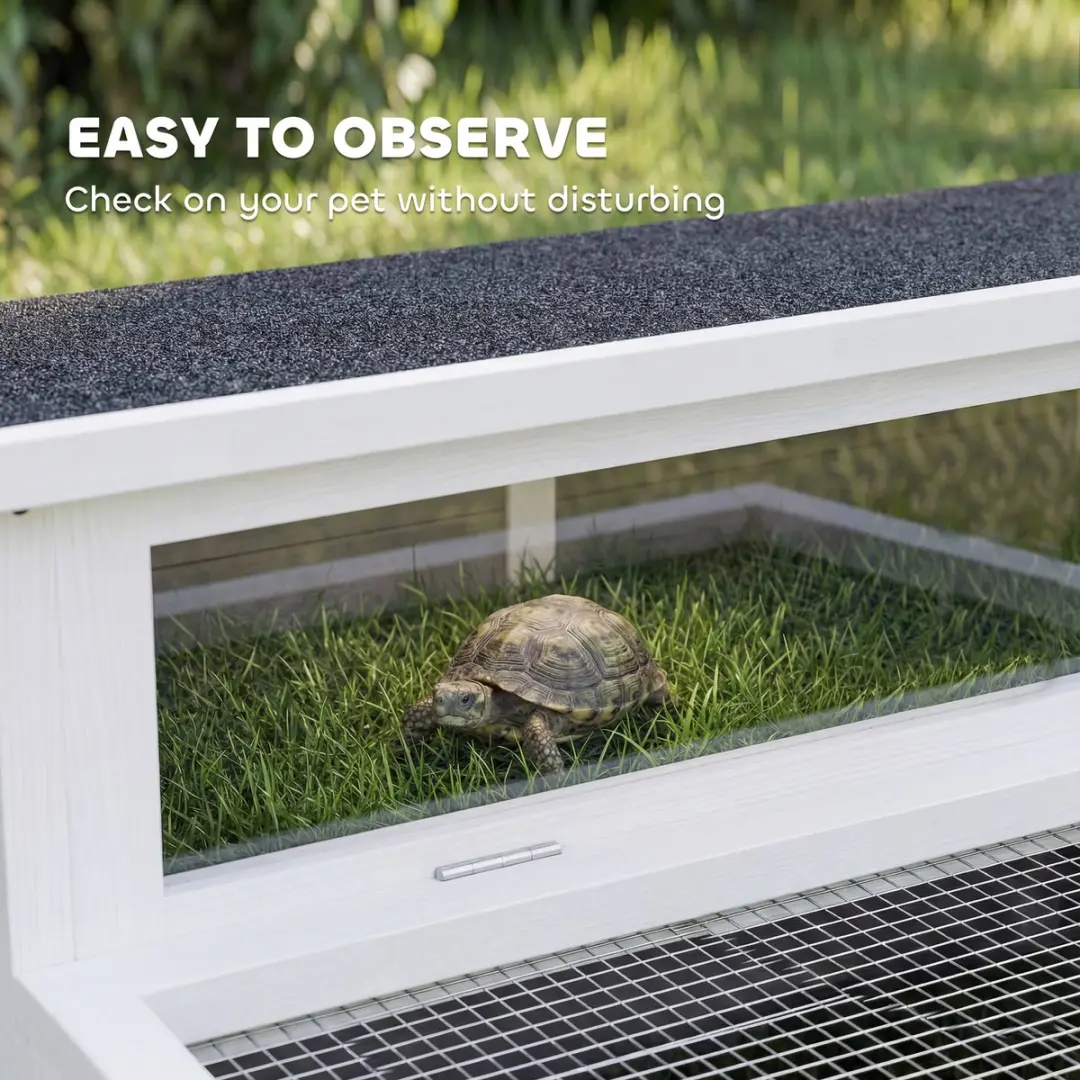 Pawhut Schildpaddenhuis Vurenhout 113x106,5x44,5cm - Donkergrijs