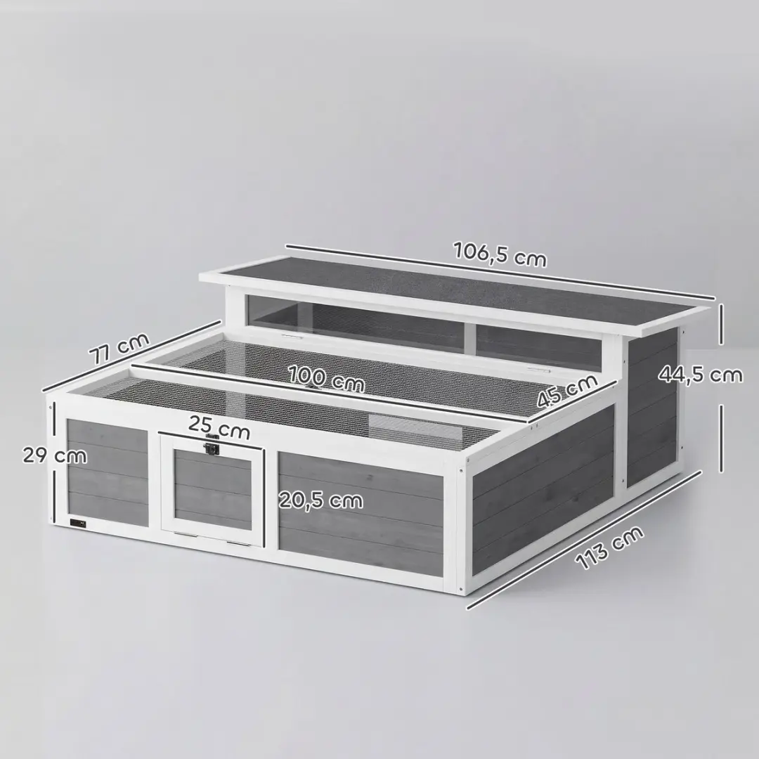 Pawhut Schildpaddenhuis Vurenhout 113x106,5x44,5cm - Donkergrijs