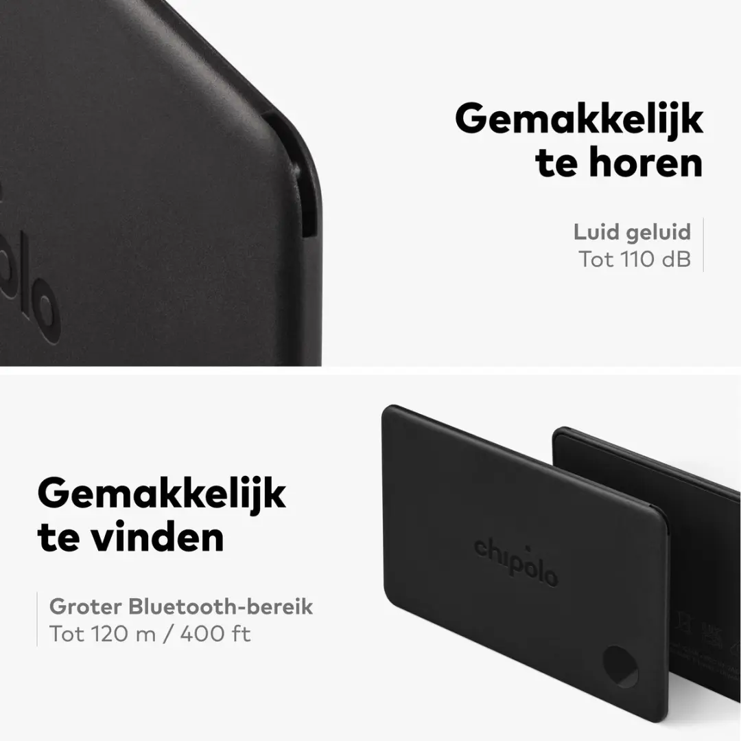Chipolo CARD Bluetooth Wallet Tracker - 2 Stuks - 110dB - IP67