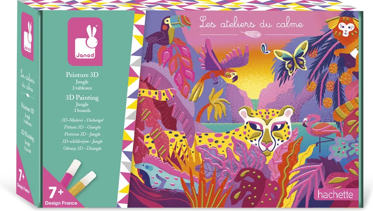 Janod 3D Schilderset Jungle - 3 Schilderijen - Multikleur
