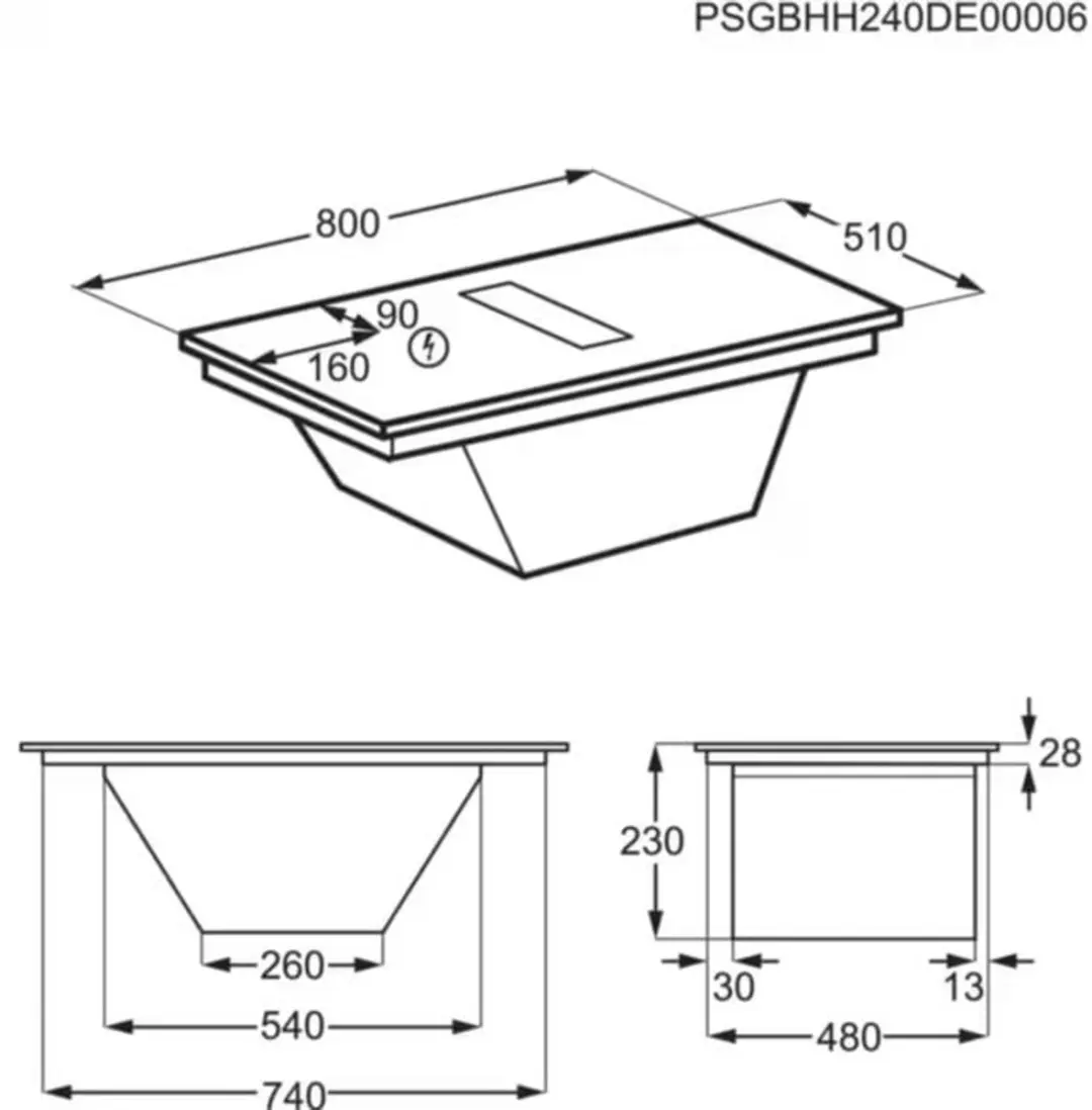 AEG XUB6845IB Inductiekookplaat met afzuiging - 4 Zones - Zwart - afbeelding 4 van 4