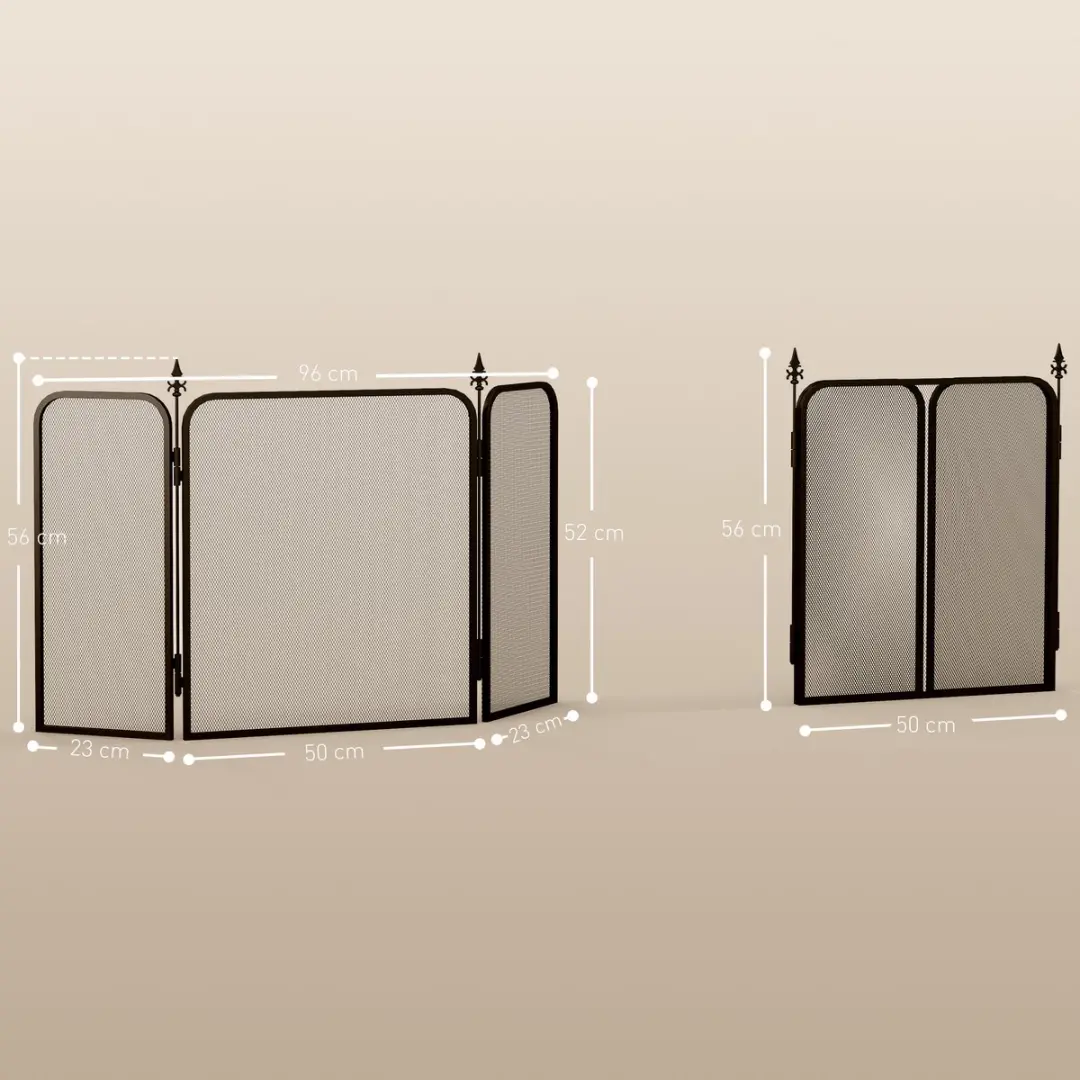 Homcom Kaminscherm 96x130x56cm - Metaal - Zwart