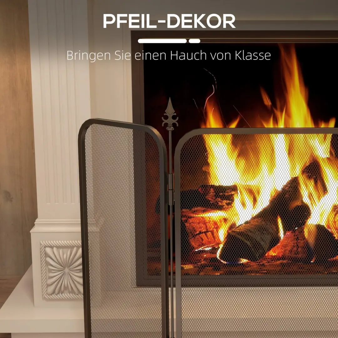 Homcom Kaminscherm 96x130x56cm - Metaal - Zwart