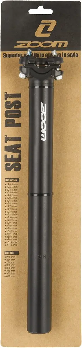 Zoom Zadelpen Vast 30,9 x 350mm - Aluminium - Zwart