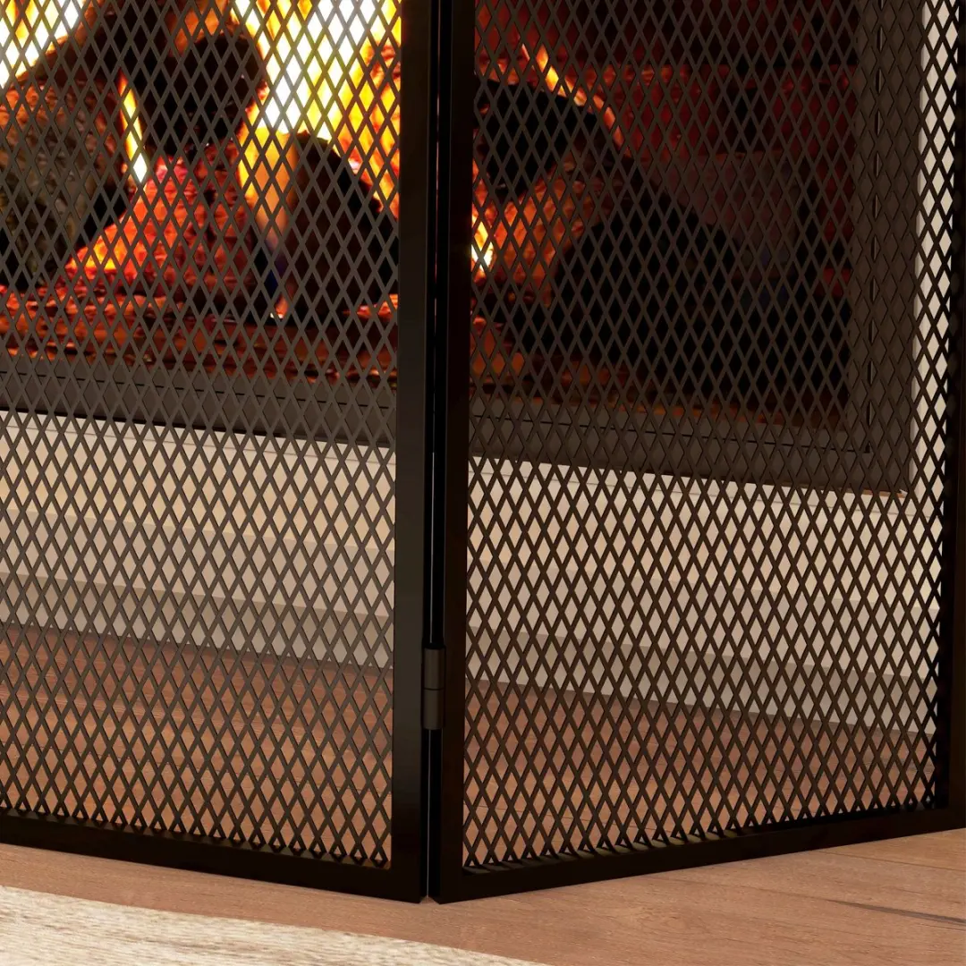 Homcom Kaminscherm 96x60cm - Metaal - Zwart