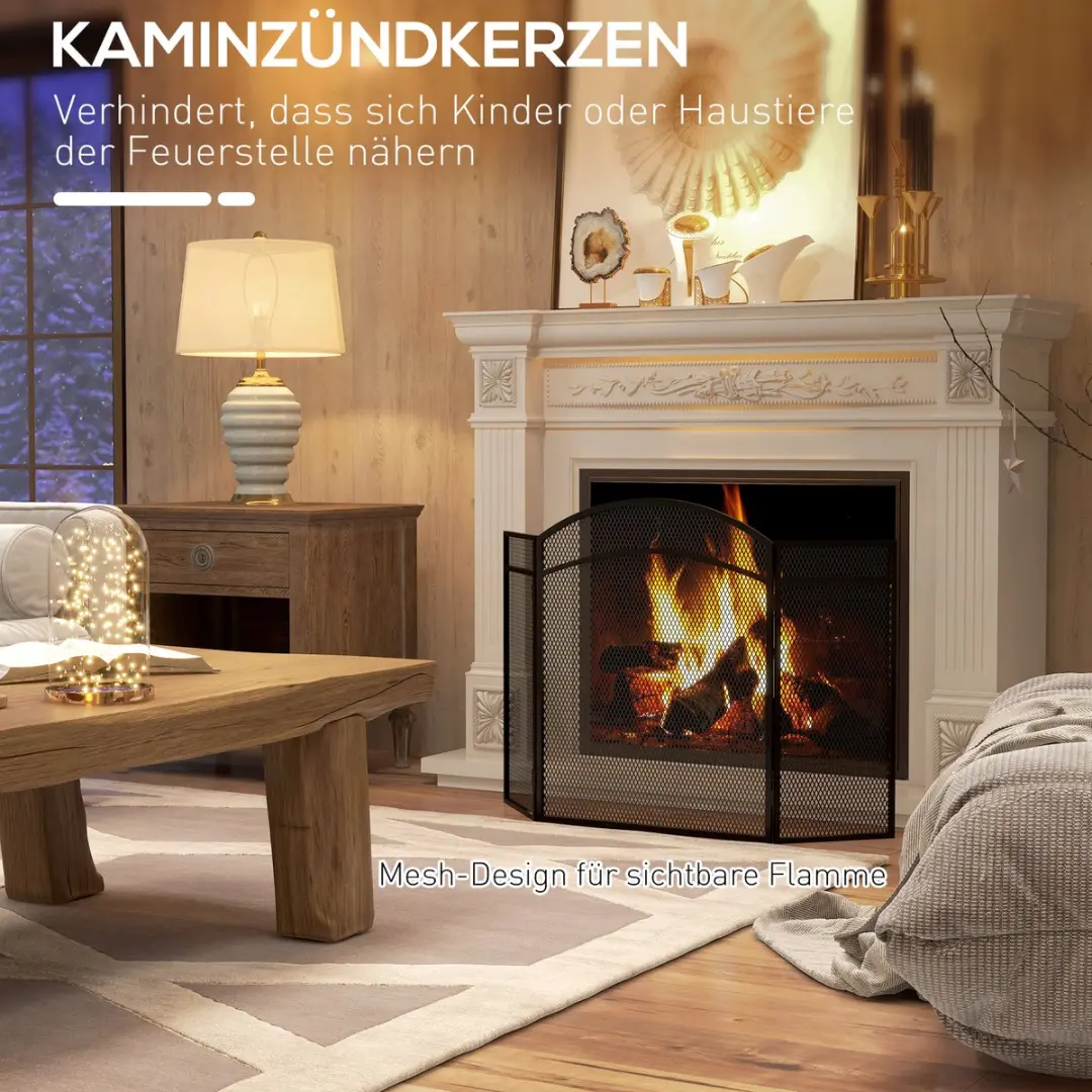 Homcom Kaminscherm 96x60cm - Metaal - Zwart - afbeelding 6 van 6