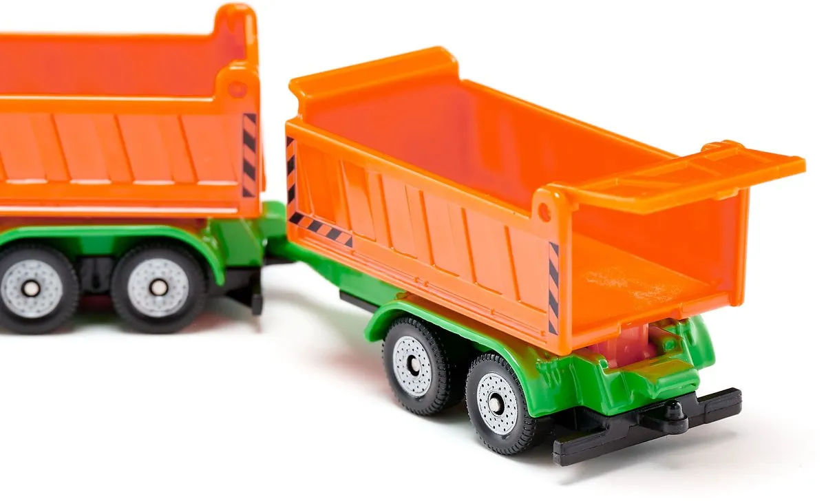 SIKU 1685 Vrachtwagen met Kantelbak en Kantelaanhanger - Groen/Oranje
