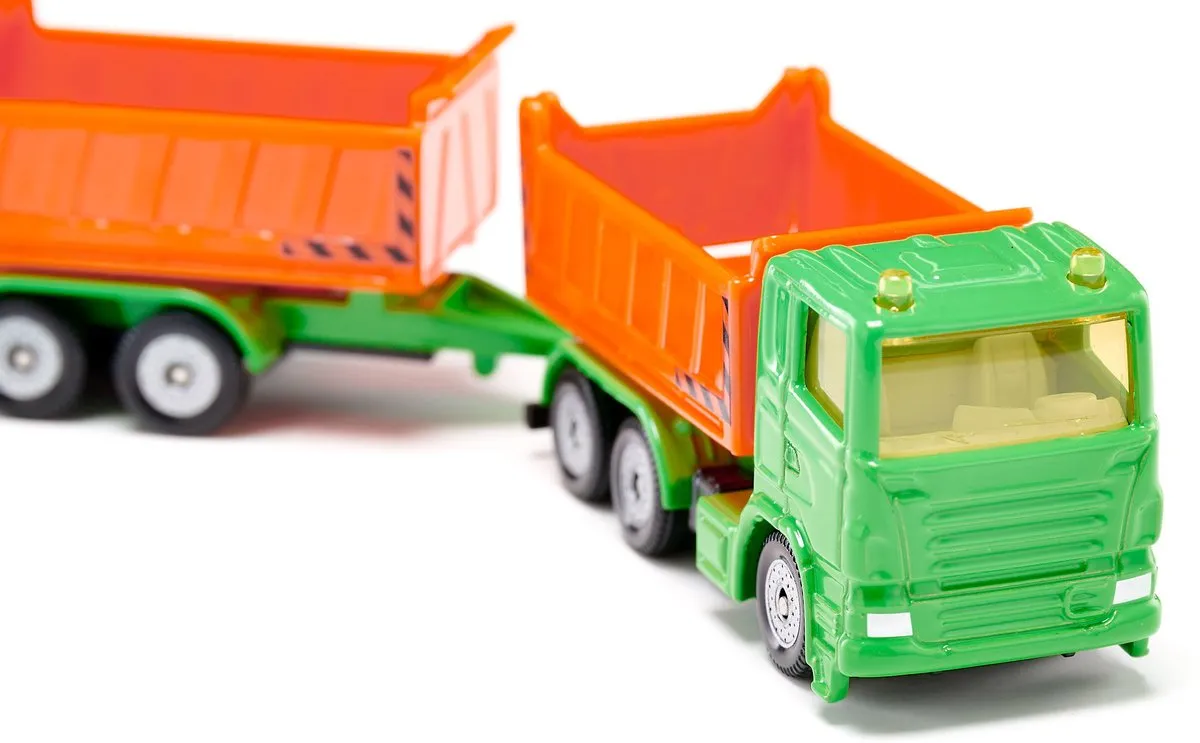 SIKU 1685 Vrachtwagen met Kantelbak en Kantelaanhanger - Groen/Oranje - afbeelding 6 van 6