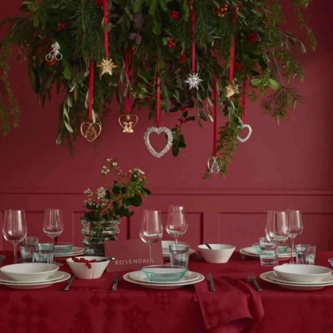 Rosendahl Natale Damast Tafelkleed 150x320cm - Rood