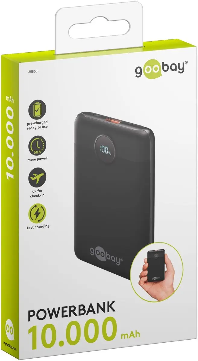 Goobay 65868 Powerbank - 10.000mAh - 22,5W - 3x USB
