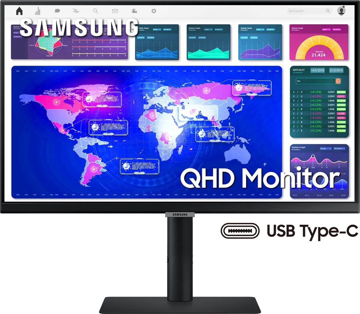 Samsung S60UA LS24A600UCUXEN Monitor 24" QHD IPS 75Hz - afbeelding 5 van 6