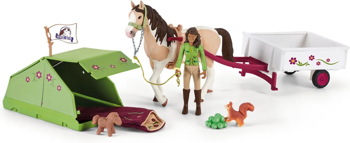 Schleich Horse Club Speelfigurenset Sarah's Kampeeruitstapje - 12-delig