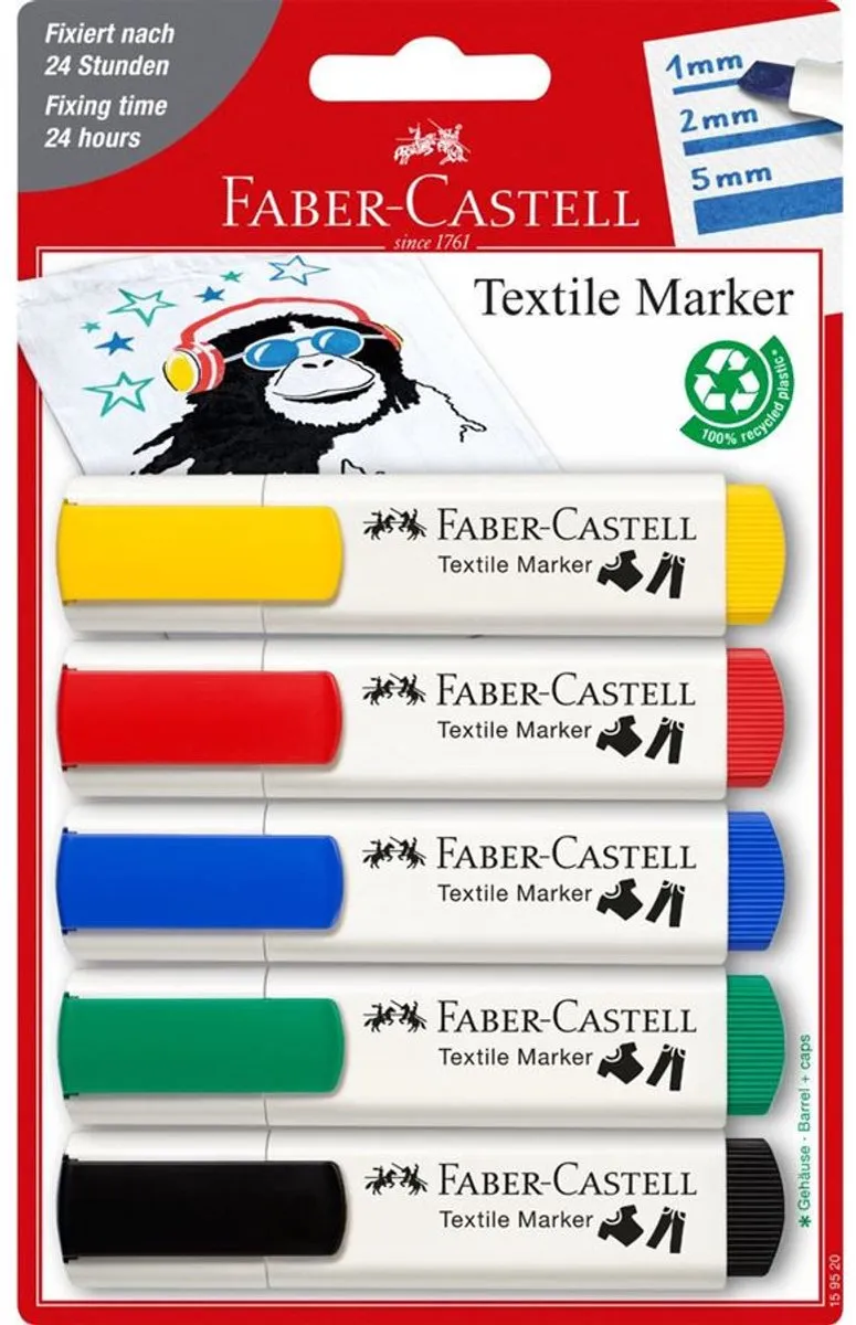Faber-Castell Textielmarker Set FC-159520 - 5 Stuks - afbeelding 6 van 6