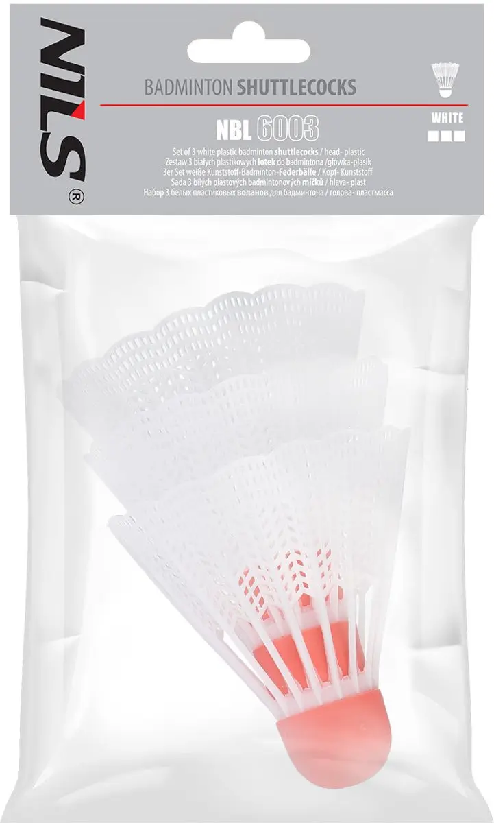 Nils Nylon Shuttles - Wit - 3 Stuks