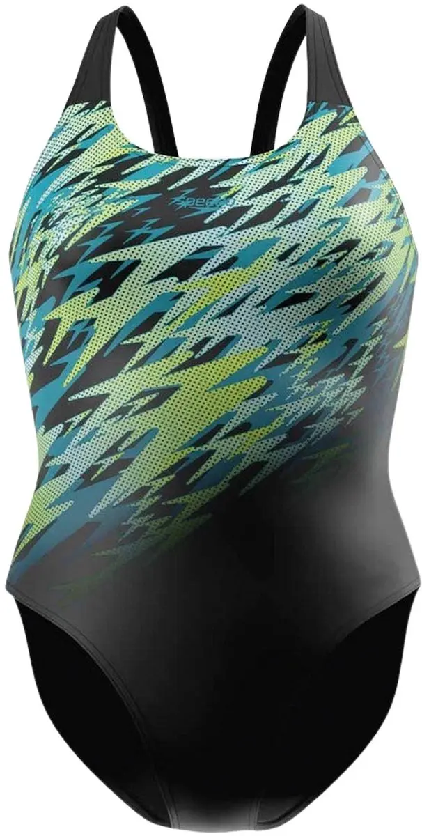 Speedo Hyperboom Placement Muscleback Badpak Dames - 44 - Zwart/Groen