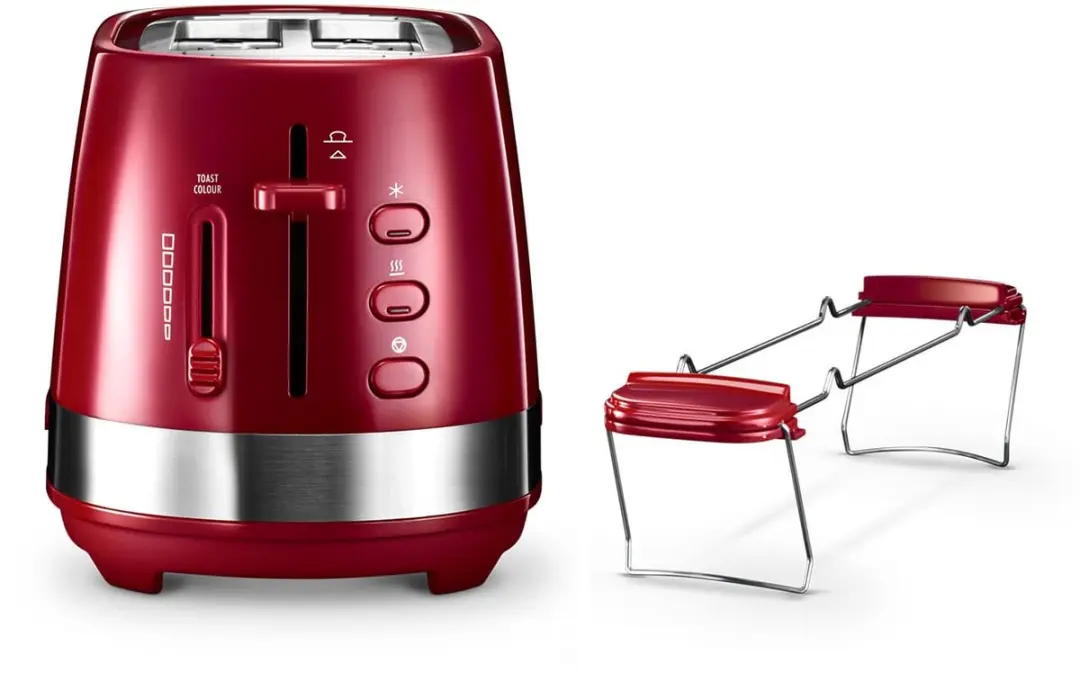 De'Longhi Active Line CTLA2103.R Broodrooster - 2 Sneden - 900W - Rood - afbeelding 3 van 5
