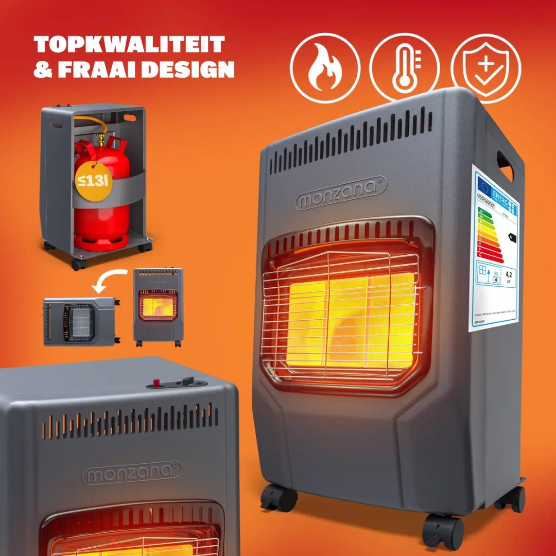 Monzana 109701 Mobiele Gaskachel 4200W - Zwart