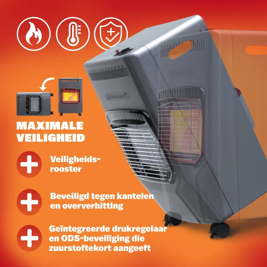 Monzana 109701 Mobiele Gaskachel 4200W - Zwart - afbeelding 6 van 6