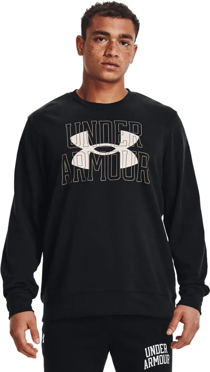 Under Armour Rivaliserende Terry Logo Crew-Zwart / / Onyx Wit