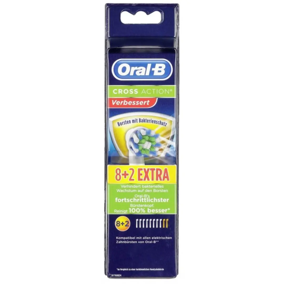Oral-B Cross Action Opzetborstels 10 Stuks - Wit/Groen
