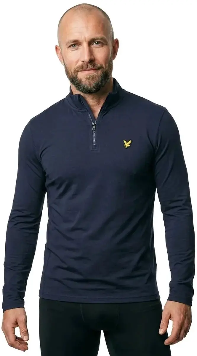 Lyle & Scott Tonal Eagle Half Rits Trui - Dark Navy XL