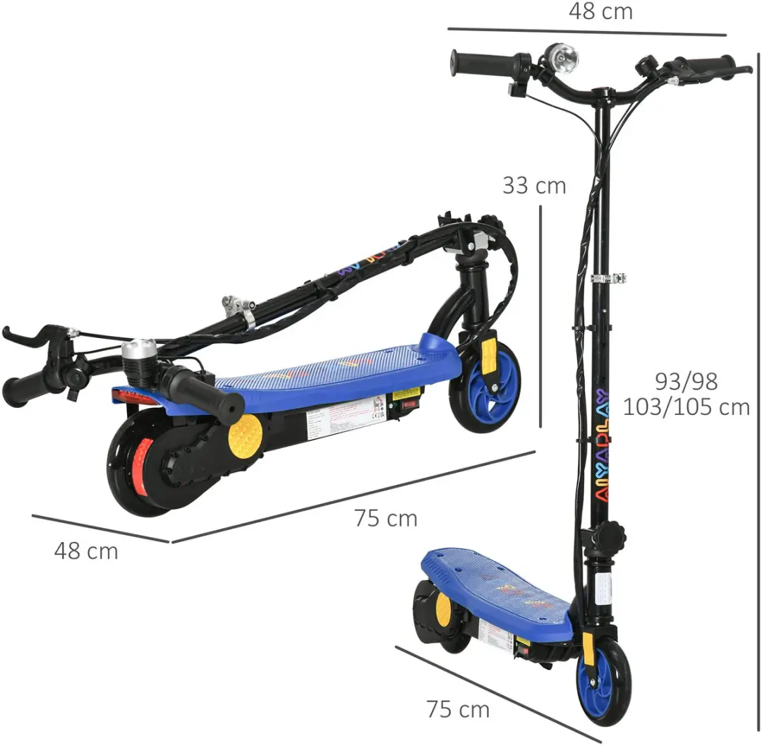 Homcom Elektrische Kinderscooter 120W - Blauw - afbeelding 6 van 6