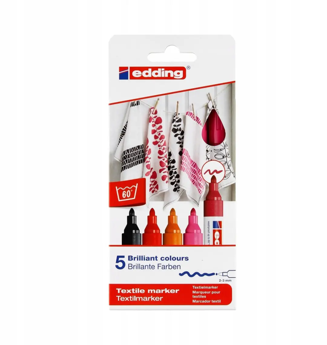 edding Textiel Markers - 5 Stuks Warme Kleuren