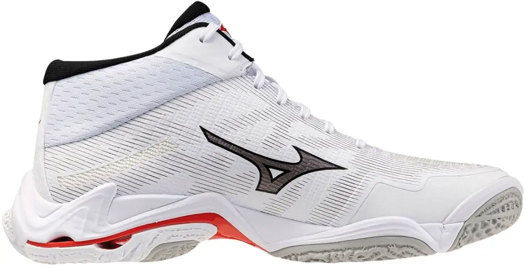 Mizuno Wave Lightning Mid Elite Handbalschoenen 46 - Wit/Zwart/Rood - afbeelding 3 van 6