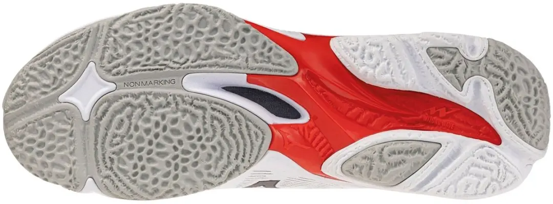 Mizuno Wave Lightning Mid Elite Handbalschoenen 46 - Wit/Zwart/Rood - afbeelding 2 van 6