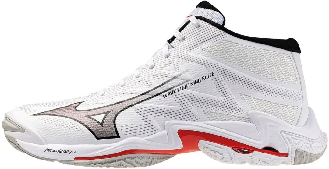 Mizuno Wave Lightning Mid Elite Handbalschoenen 46 - Wit/Zwart/Rood - afbeelding 6 van 6