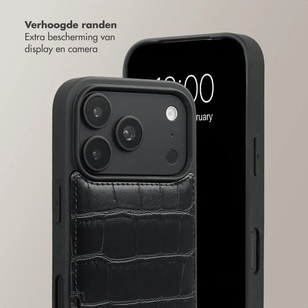 Selencia Croco Backcover Hoesje iPhone 17 Pro - Zwart