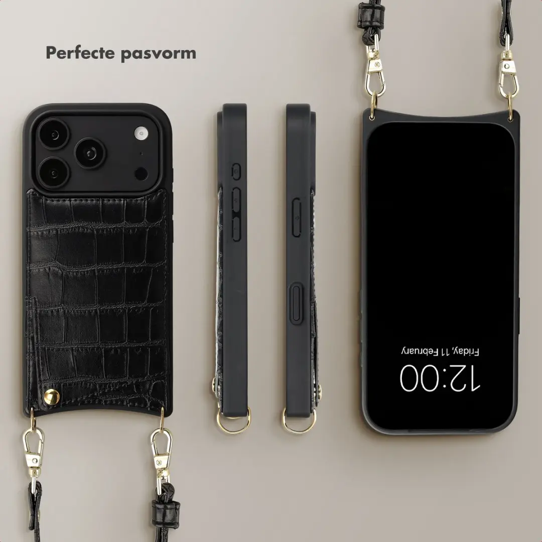 Selencia Croco Backcover Hoesje iPhone 17 Pro - Zwart