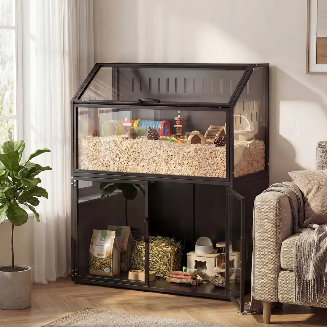 Pawhut Hamsterkooi 104x41x102cm - Zwart