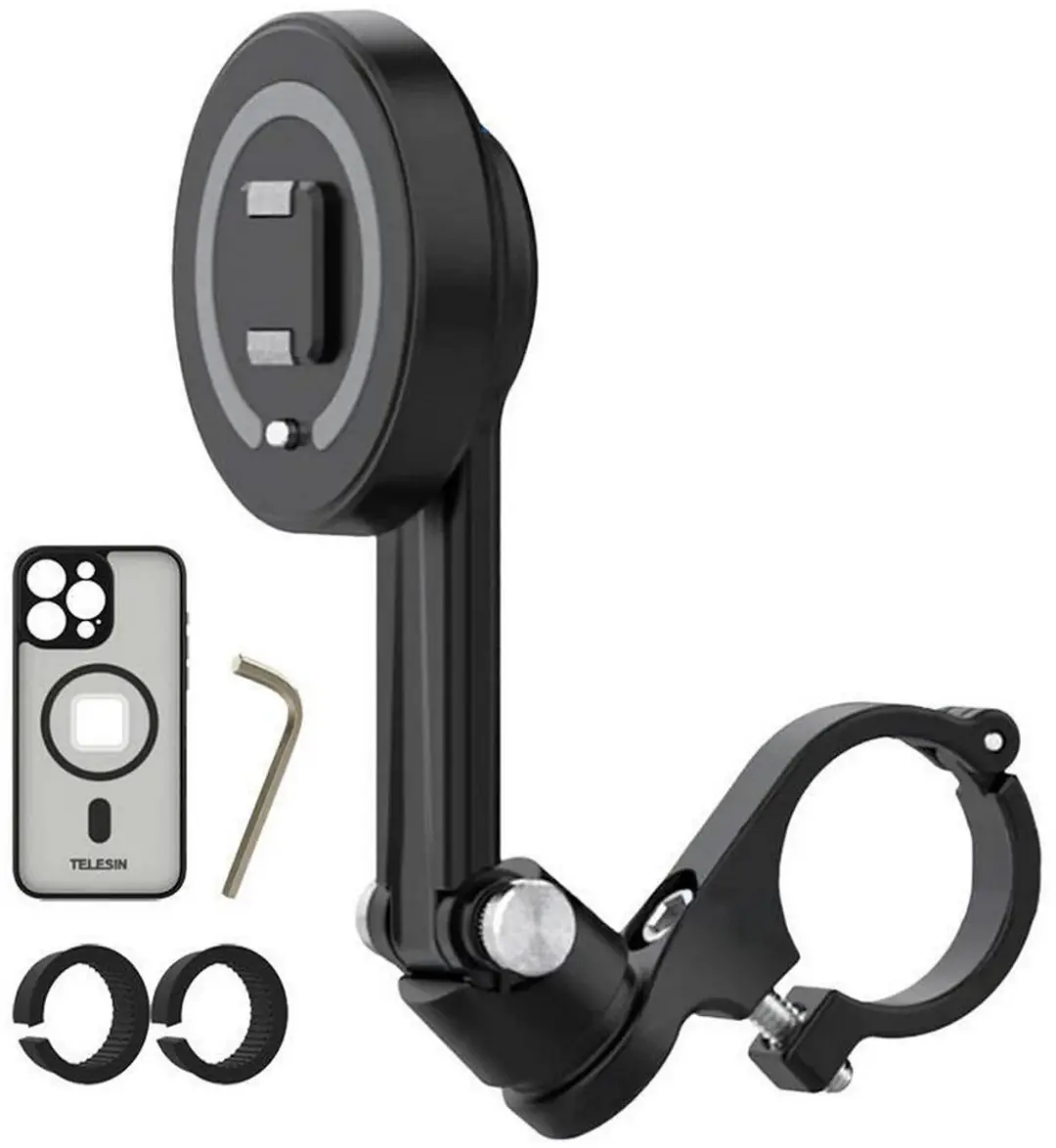 Telesin Fiets/Motor Shock Mount iPhone 15 Pro - Aluminium & Nylon - Zwart