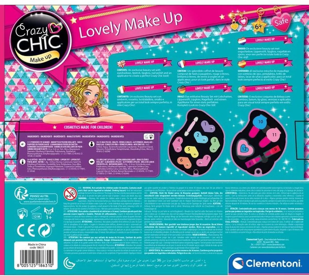 Clementoni Make-upset Crazy Chic Unicorn - 13-delig - Geel